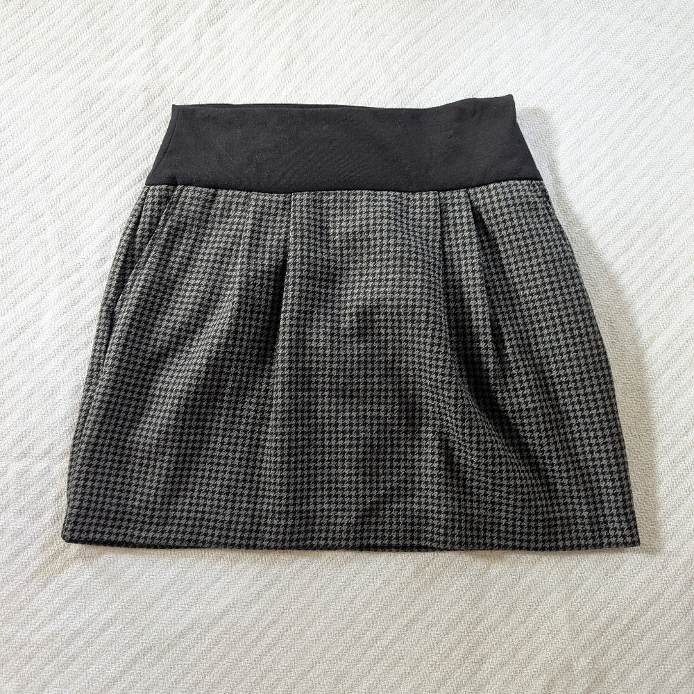 RD Style Women's Black And  Gray Houndstooth Mini Skirt Size L